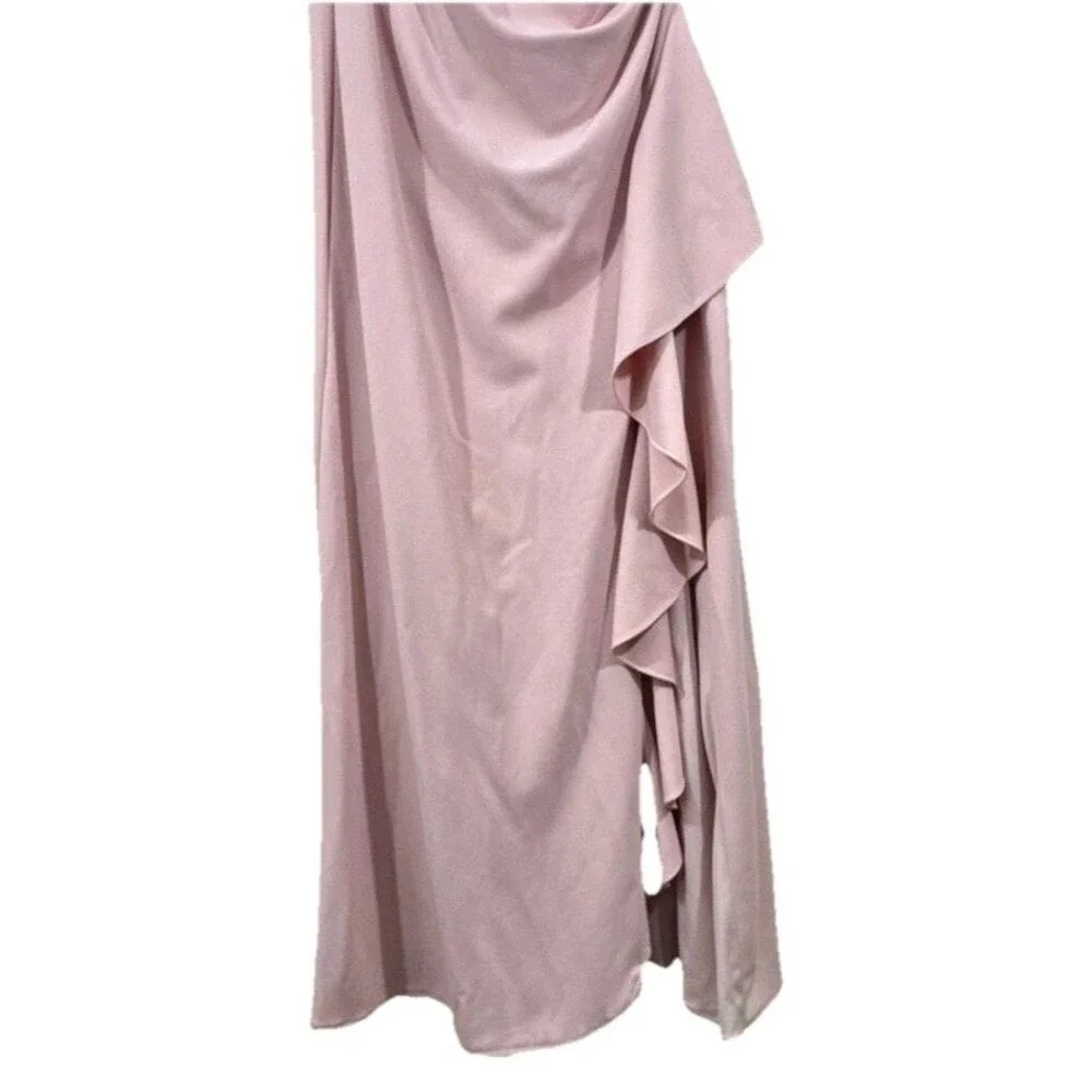Women’s Evenings Pink Sleeveless Long Dress Tall Size 16 Ruched High Low Hemline